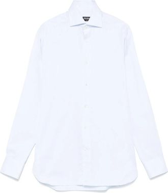 Ermenegildo Zegna Gestreept Katoenen Overhemd - Heren - Zakelijke Overhemden - Blauw - L - Katoen - Overhemden