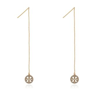 Tory Burch Lange Oorbellen met Glinsterende Kristallen - Dames - Oorbellen - Geel - ONE Size - Accessoires