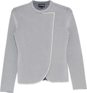 Emporio Armani Blouses, female, Gray, Size: XS Striped Blazer Jacket