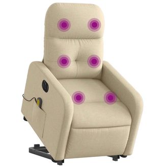 vidaXL Vidaxl - Poltrona Alzapersona Massaggiante Elettrica Crema In Tessuto
