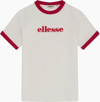 Ellesse Womens Albenga Tee - Off White/Red - Size: 12