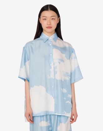Moschino Silk twill shirt Archive Clouds - Blue