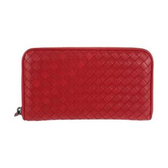 Bottega Veneta Pre-owned Wallets, female, Red, Size: ONE SIZE Pre-owned Red Leather Intrecciato Long Wallet