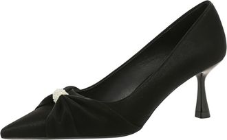 Generic Women Pointed Toe Stiletto High Heels 6.5CM Pleats Bow Sexy Pumps Wedding Evening Party-Numeric_4_Point_5 Black