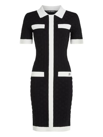 Karl Lagerfeld contrast-piping polo dress - Black