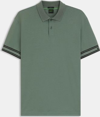 HUGO BOSS Herenpolo van Boss Zone met strepen op de manchetten in groen