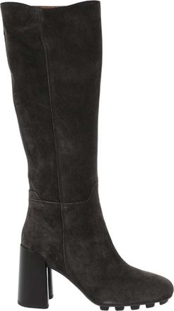 Hogan Brown Suede Chunky Heel Boots