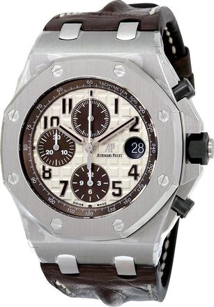 Audemars Piguet Pre-owned Audemars Piguet Royal Oak Offshore Chronograph Ivory Mega Tapisserie Dial Mens Watch 26470ST.OO.A801CR.01