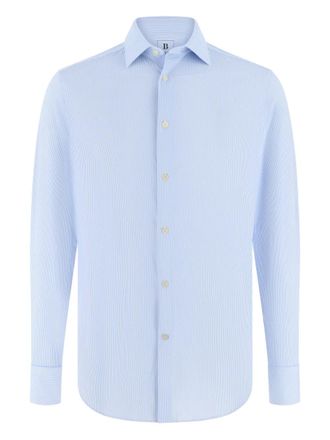 Boggi Milano striped tokyo collar shirt - Blauw