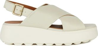 Geox Spherica crossover slingback sandals - women - Grained Leather/Leather/Synthetic Rubber - 38 - Neutrals