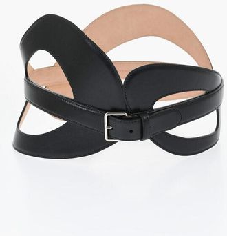 Alexander McQueen Leather Maxi Belt with Cut Out Details 190mm size 85