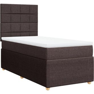vidaXL Cama Box Spring Con Colch&oacute;n Tela Marr&oacute;n Oscuro 90x200 Cm Vidaxl