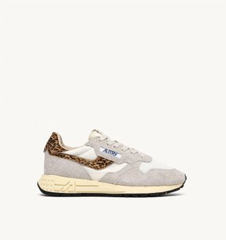 Autry Womens Reelwind Low Sneaker In White/leopard