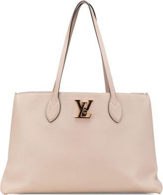 Louis Vuitton Beige Grayish Leather Shoulder Bag Tote Bag (Pre-Owned)