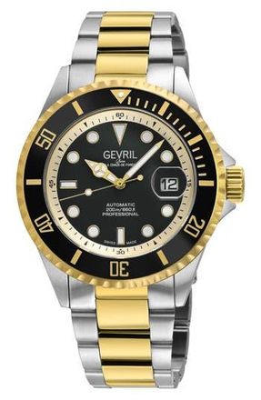 Gevril Group Wall Street Automatic Two-Tone Bracelet Watch, 43mm in Silver/Yellow Gold at Nordstrom Rack