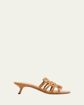Loewe Petal Anagram Leather Caged Mule Sandals