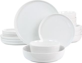 Gibson Home White Deco 16 Piece Fine Ceramic Dinnerware Set at Nordstrom