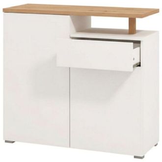Dmora Credenza Levate, Madia un Cassetto, 4 Ripiani, Apertura Battente e Scorrevole, 102.5x40x94h cm Bianco
