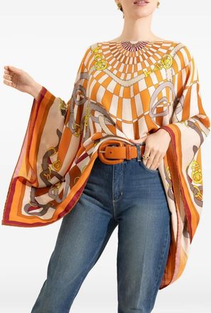 Rani Arabella printed poncho - Orange