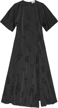 Ganni Abito a fiori jacquard - Nero