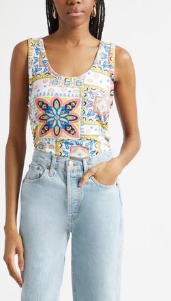 Ramy Brook Indie Tile Print Sleeveless Top in White Piazza at Nordstrom, Size Xx-Small