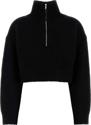 Nanushka Truien & Vesten, Dames, Zwart, L, Wol, Zwarte wollen blend Sonore trui