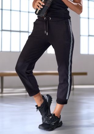 H.I.S Relax-Caprihose H.I.S, Damen, Gr. XL (48/50), N-Gr, schwarz, Interlock, Obermaterial: 100% Baumwolle, unifarben mit Farbeinsatz, bequem ca. Mitte Wade