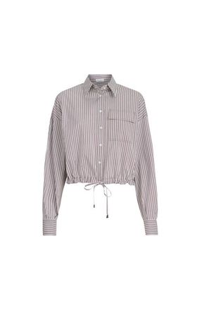 Brunello Cucinelli Striped poplin shirt in Bordeaux at Nordstrom, Size Xx-Large Eu