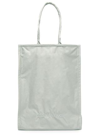Issey Miyake Crumplable Logo-embroidered Woven Tote - Grey - One Size