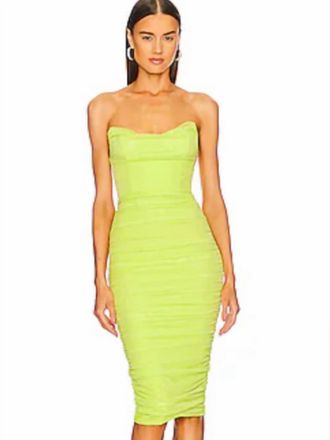 Michael Costello India Midi Dress In Lime Green