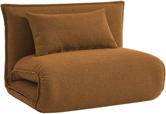 Sweeek Sill&oacute;n cama convertible de tejido borreguito, mostaza
