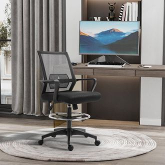 STILVORA Sedia Da Ufficio Ergonomica, Altezza Regolabile, Con Poggiapiedi Regolabile, Girevole A 360&deg;, Schienale In Rete, Colore Nero