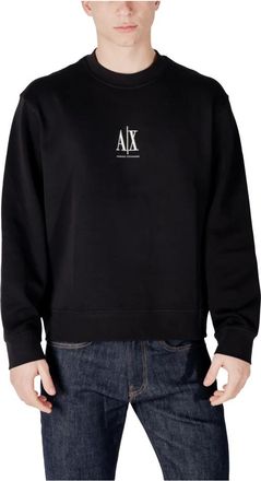 A|X Armani Exchange Hoodies & sweatvesten, Heren, Zwart, XL, Katoen, Zwarte Ronde Hals Sweatshirt voor Mannen