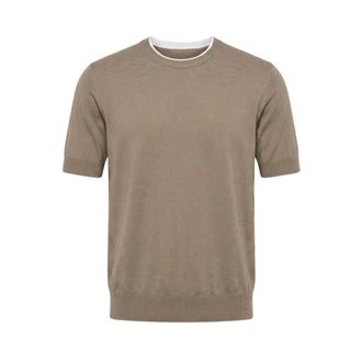 PESERICO Peserico, Round-neck Knitwear, male, Brown, Size: XL Round-neck T-shirt