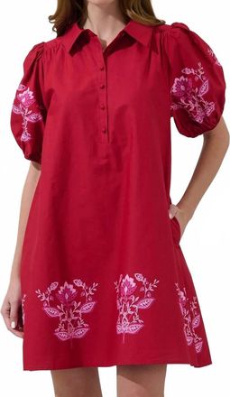 Sugarlips Elowen Floral Embroidered Dress In Maroon