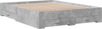 vidaXL Bed Frame with Drawers without Mattress Concrete Grey 160x200 cm Vidaxl
