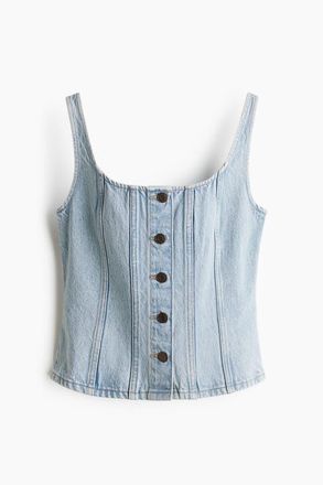 H&M Button-front Denim Top in Light Denim Blue at Nordstrom, Size X-Large