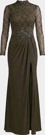 Mac Duggal Embellished Jersey Column Gown