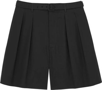 Saint Laurent Casual Shorts, male, Black, Size: XL Belted Shorts in Cotton Poplin