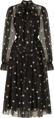 Dolce & Gabbana Dolce & Gabbanna Black Semi Sheer Polka Dot Dress Size XS