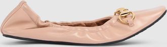 Gucci Womens Prima Ballet Flat, Pink, Leather