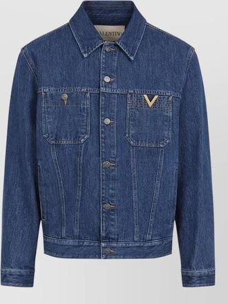 Valentino denim jacket collared long sleeves chest pockets