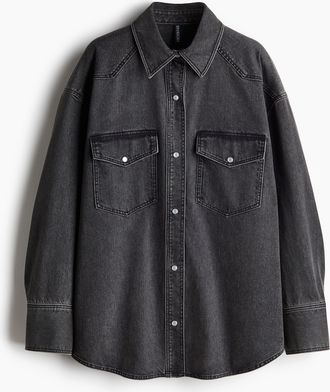 H&M Oversized Denimbluse - Schwarz