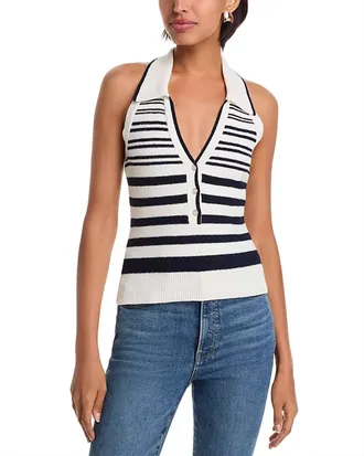 Veronica Beard Meera Knit Tank In White/navy