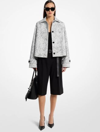 Michael Kors Crackled Denim Cropped Balmacaan