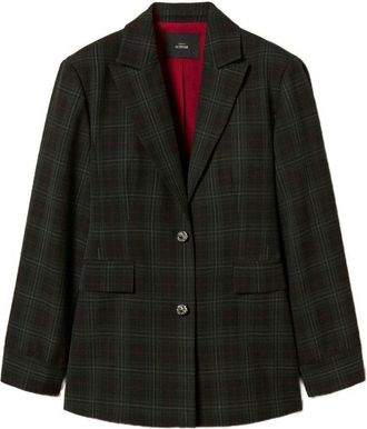Twin-Set Classic Tailored Jacket With Subtle Plaid Pattern
