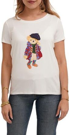 Cyrus Beret Bear Graphic T-shirt in Bone at Nordstrom Rack, Size X-Large