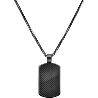 Van Heusen Mens Carbon Fiber Dog Tag Necklace in Black at Nordstrom Rack