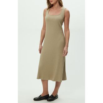 Michael Stars Sofia Wide Rib Sleeveless Cotton Blend Knit Midi Dress in Macadamia at Nordstrom, Size X-Small
