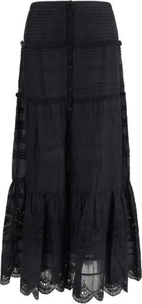 Isabel Marant Paoline Long Cotton Skirt - Skirts - Mujer - Negro - S